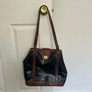 Vintage Brahmin brown & black purse tote leather